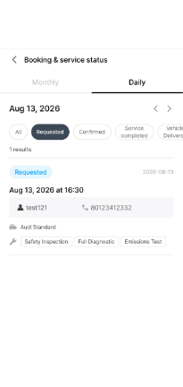 Smart Booking calendar and appointment list in the Altobay.ai app